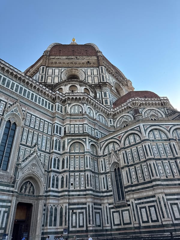 Close-up angles on Florence Cathedral's dome and marble facade