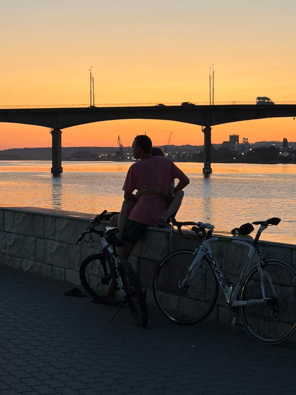 Summer evening along the Kamyshin waterfront at golden hour
