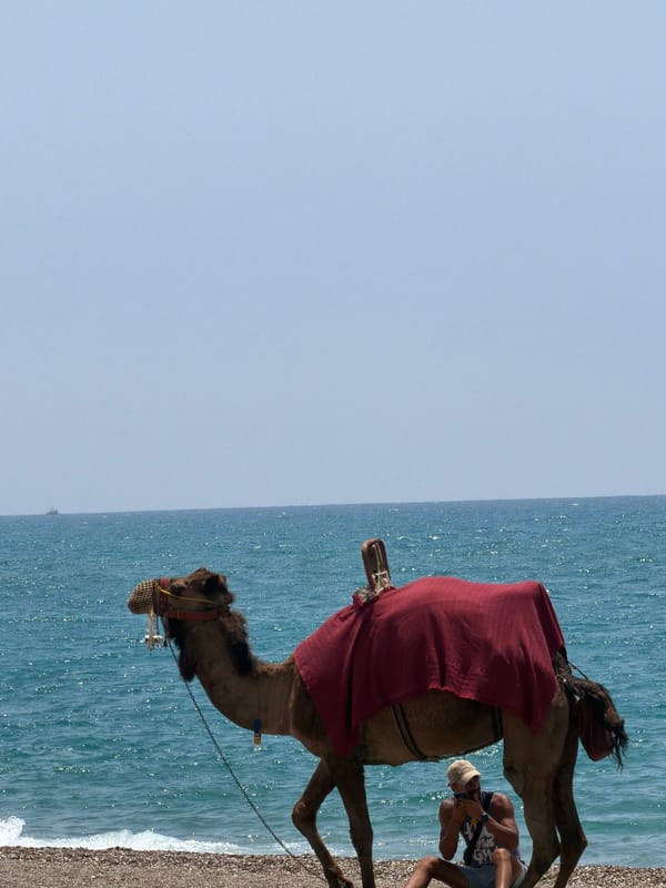 Morning beach tourism activities documented in Manavgat, Turkey