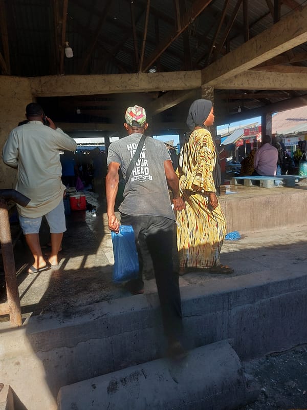 Fish market vendors work busy afternoon in Dar es-Salaam