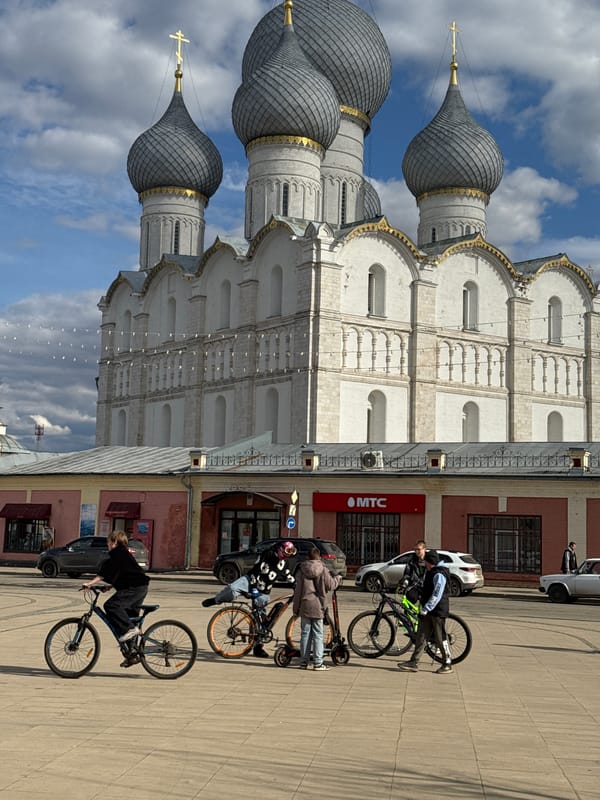 Street scenes captured near historic Rostov Kremlin in Russia