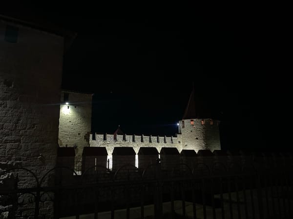 Bender Fortress illuminated at night in Moldova