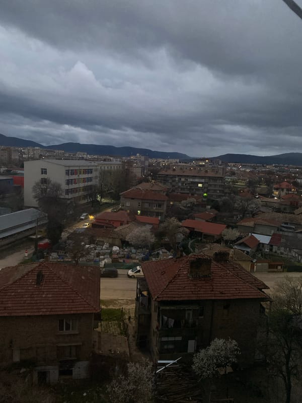 Panoramic cityscape captured under dramatic skies in Targovishte