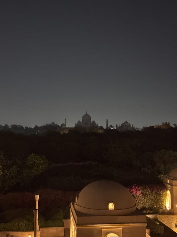 Taj Mahal photographed at night in Agra