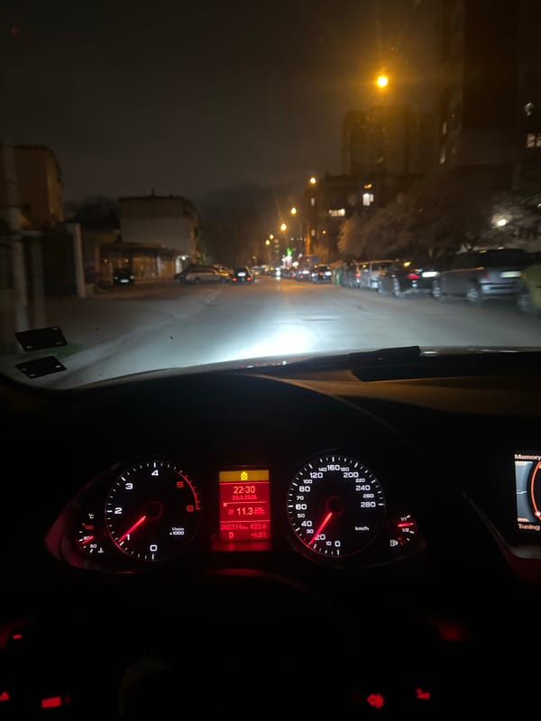 Evening moments in Sofia: nighttime drive and pizza meal