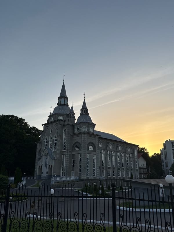 Church of the Resurrection of Christ, Vinnytsia, at dusk