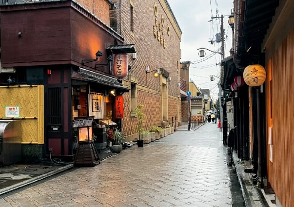 Rainy morning captured across multiple Kyoto districts