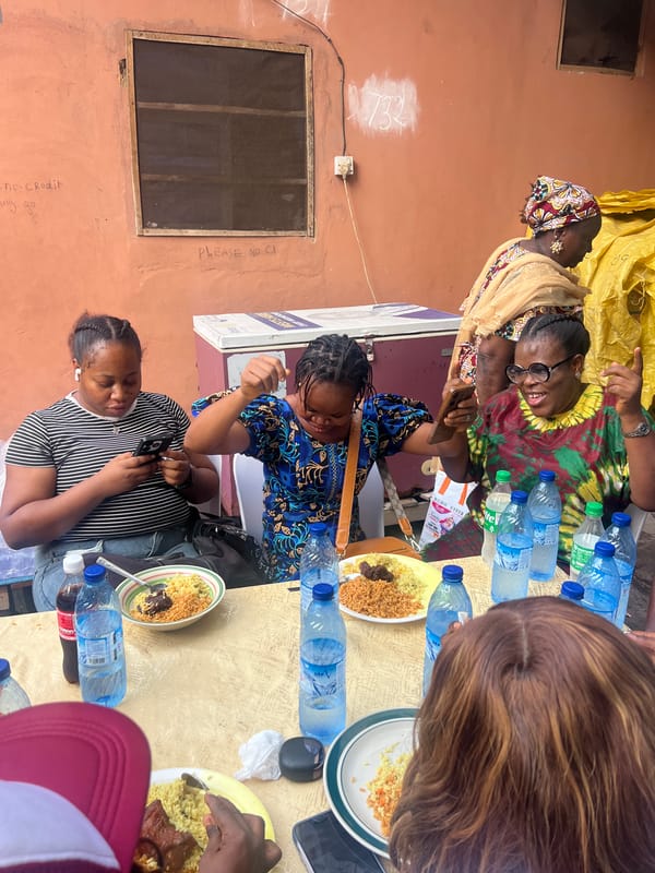 Community gathering celebrates with food and drinks in Lagos