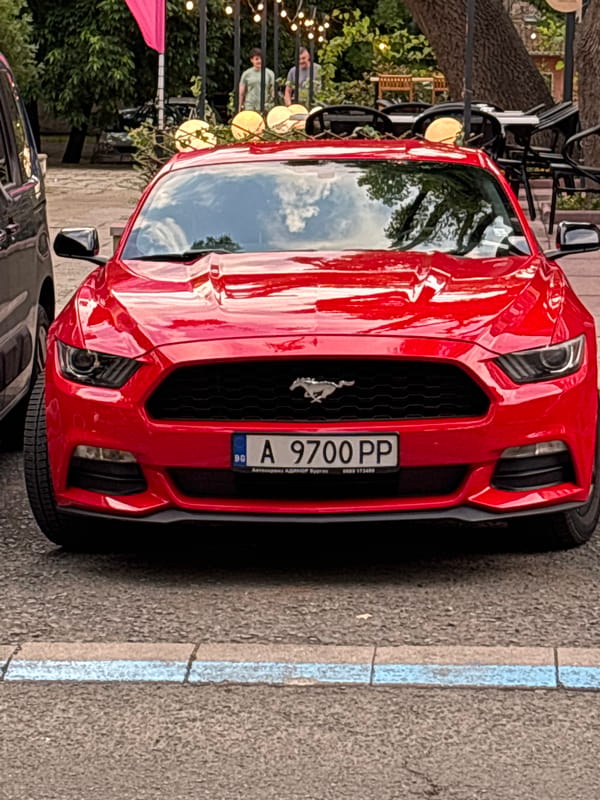 Red Mustang spotted in urban area over two-hour period