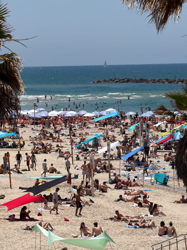 Tel Aviv witness captures beach crowds, selfies, mounted police