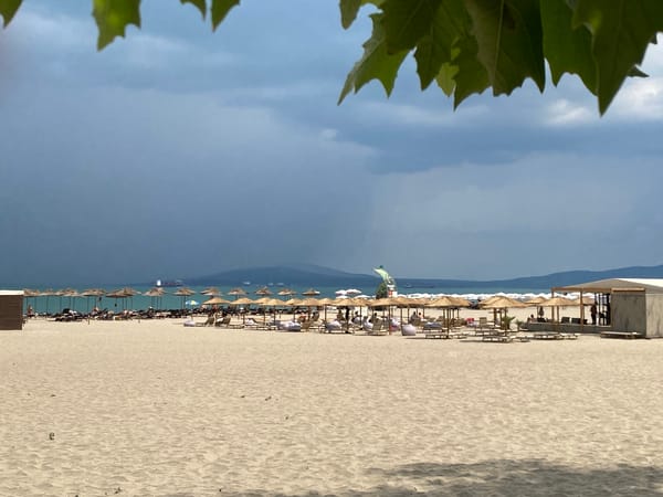 Burgas beachfront and seaside park on a stormy summer afternoon
