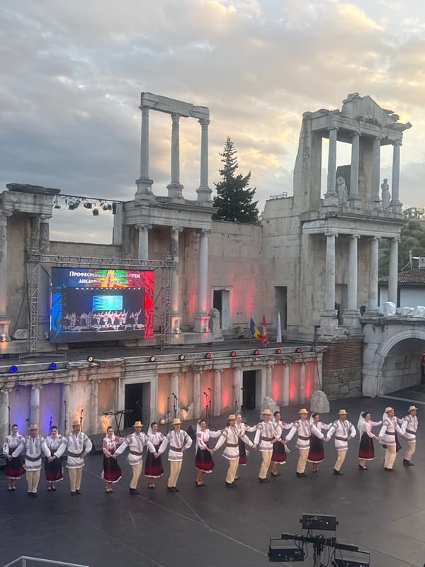 Folk dance performance at Plovdiv's Ancient Roman Theatre