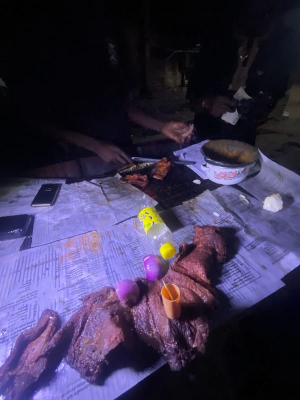 Person dines at makeshift table in Lokoja, Nigeria