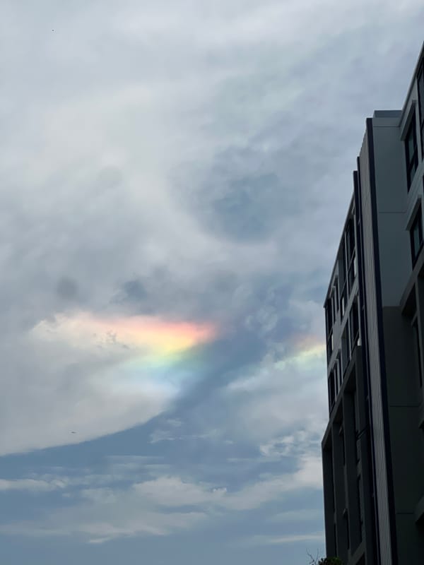 Rainbow phenomenon spotted across Choeng Thale, Thailand morning sky