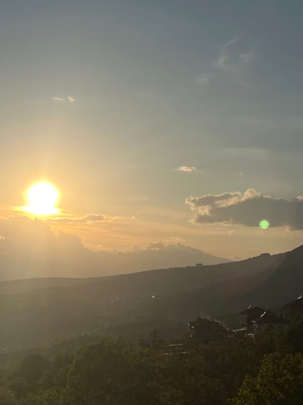 Sunset captured over mountain village in Kribul, Bulgaria