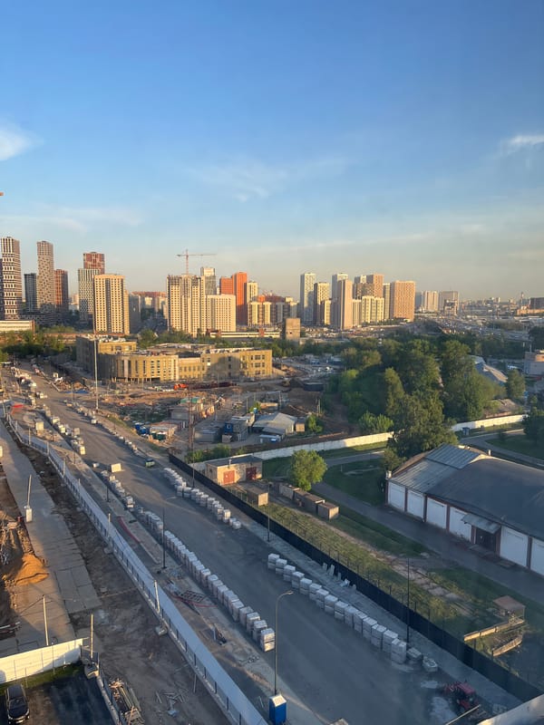 Moscow cityscape captured from elevated viewpoint during golden hour