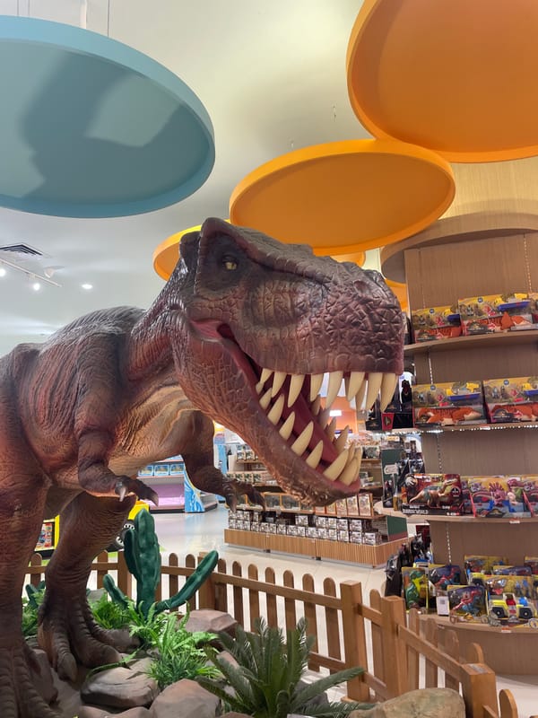 Animatronic T-Rex display spotted at Denpasar toy store