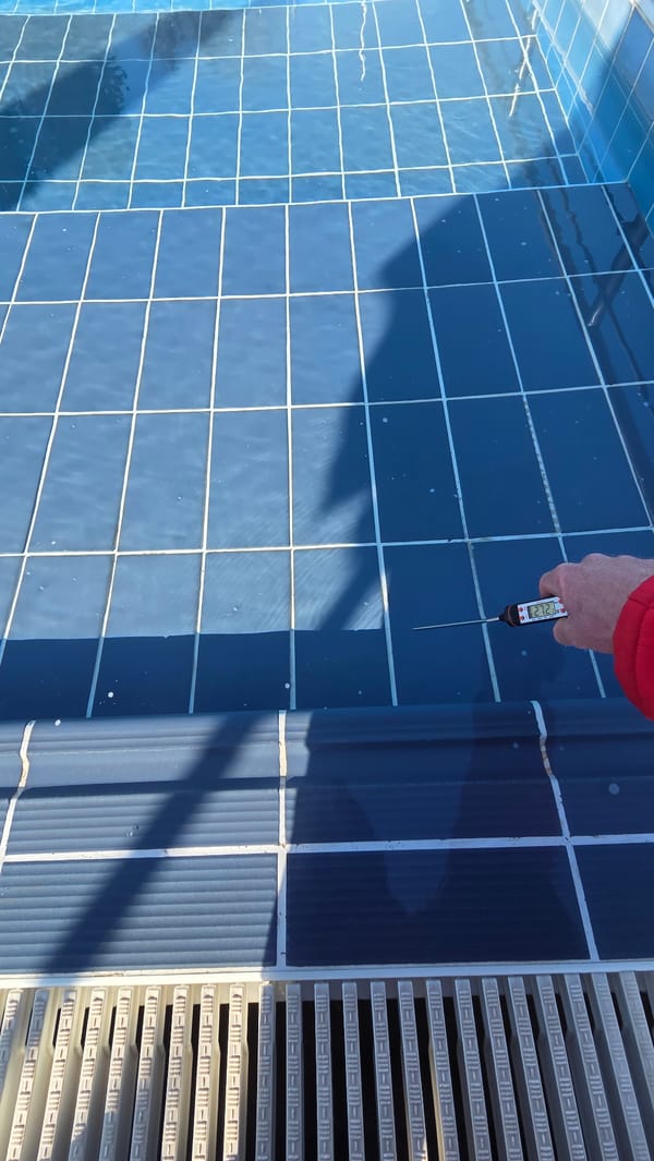 Morning pool temperature checks recorded at Bulgarian resort facility