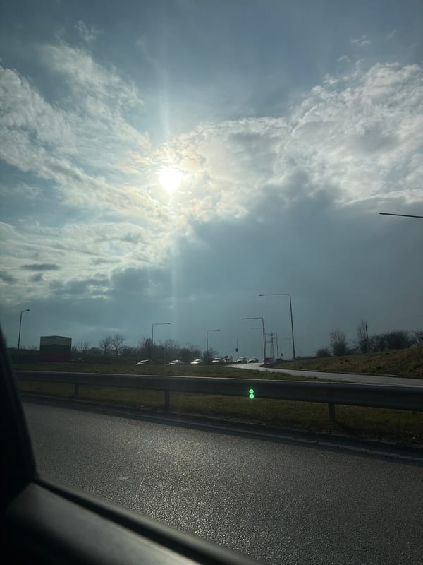 Wet highway views captured from moving vehicle in Sofia