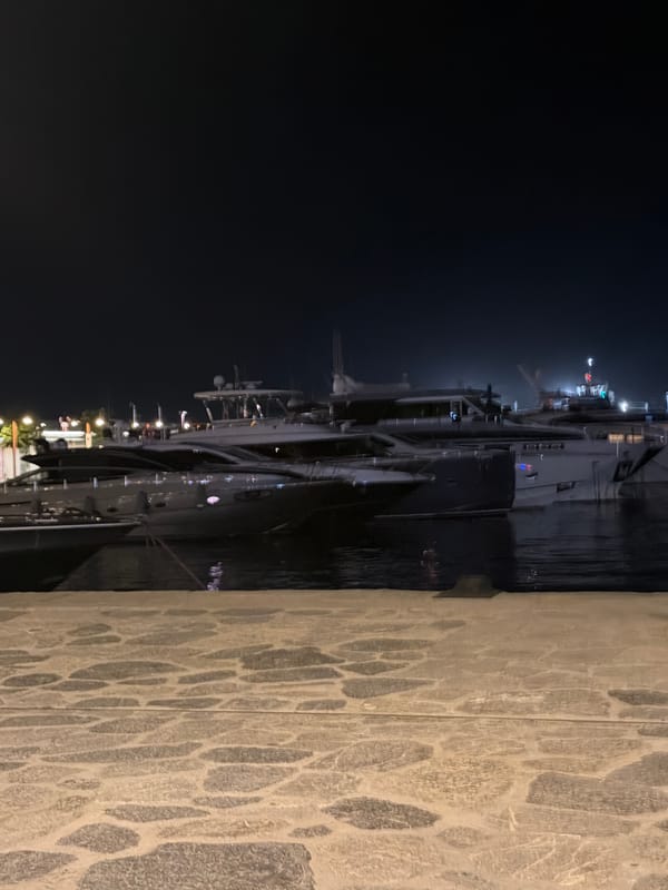 Ibiza marina and old town streets on a summer night