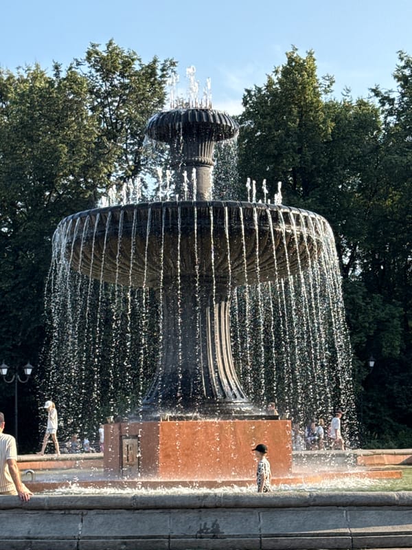 Fountains and modernist architecture in central Yekaterinburg