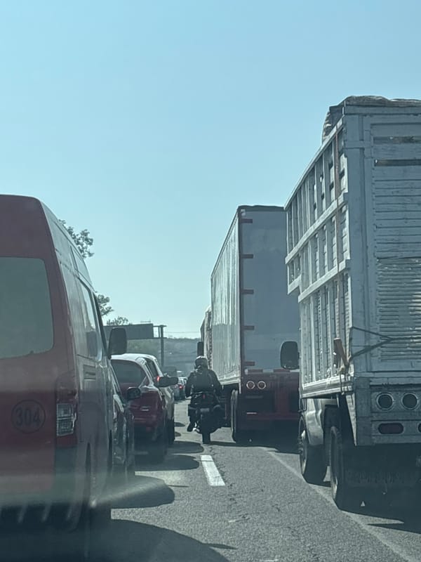 Traffic jam clogs highway in Cuautitlán Izcalli, Mexico