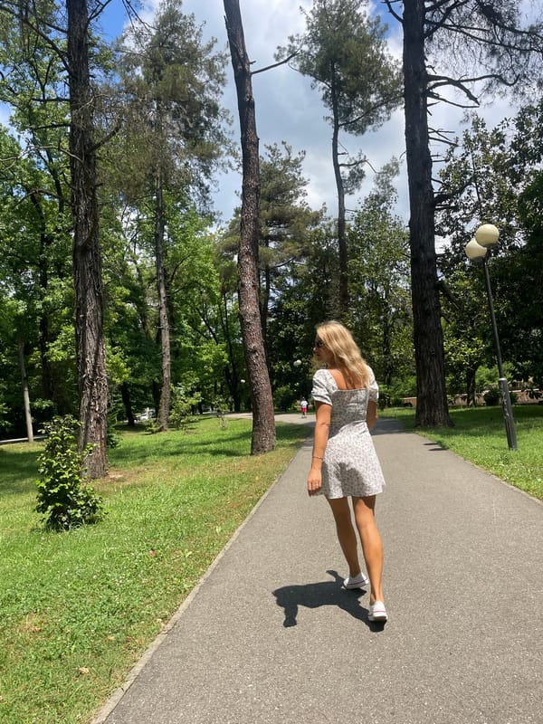 Morning stroll through a classical park in Sochi