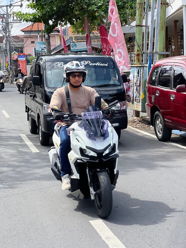Morning motorcycle traffic observed on North Kuta roads