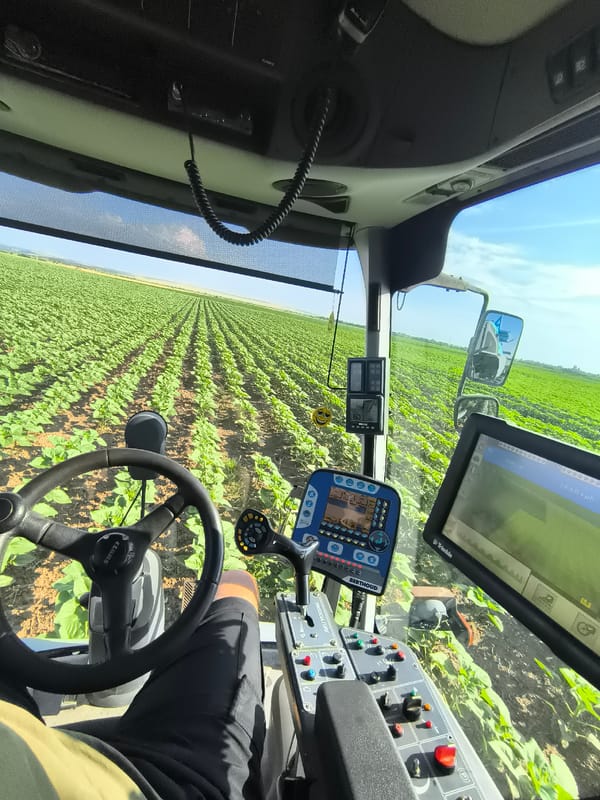 Tractor operator documented working fields near Vidin, Bulgaria