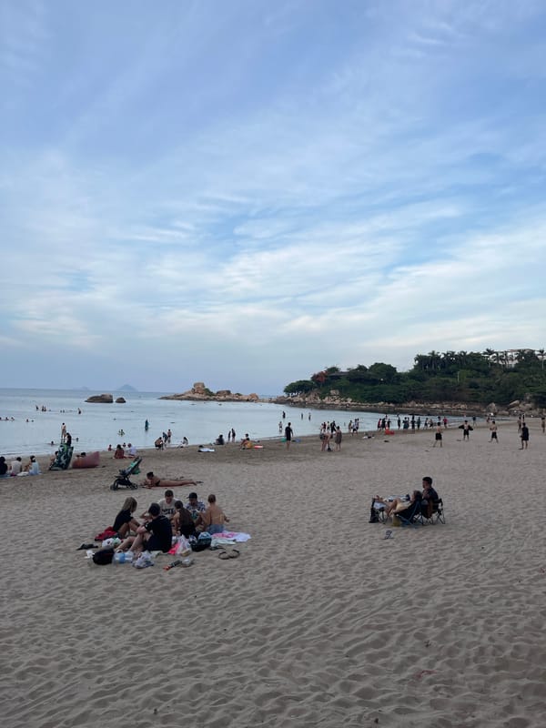 Busy beach day captured in Nha Trang, Vietnam