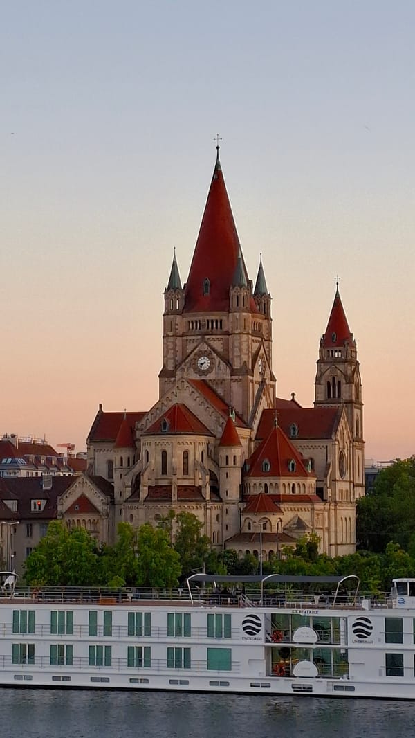 Vienna's Votivkirche documented by witness near riverfront