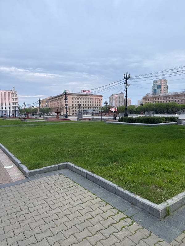 Urban walkways documented near academy building in Khabarovsk