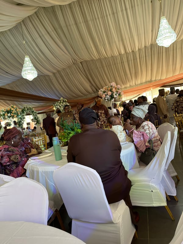Wedding reception celebrated in decorated venue in Abuja, Nigeria