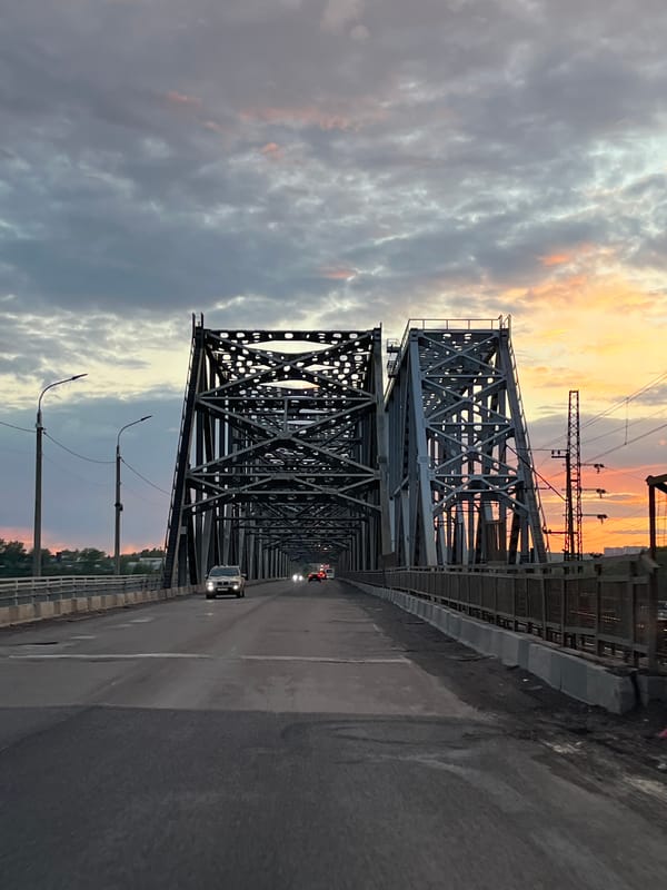 Bridge photograph captured over Yenisey River in Krasnoyarsk