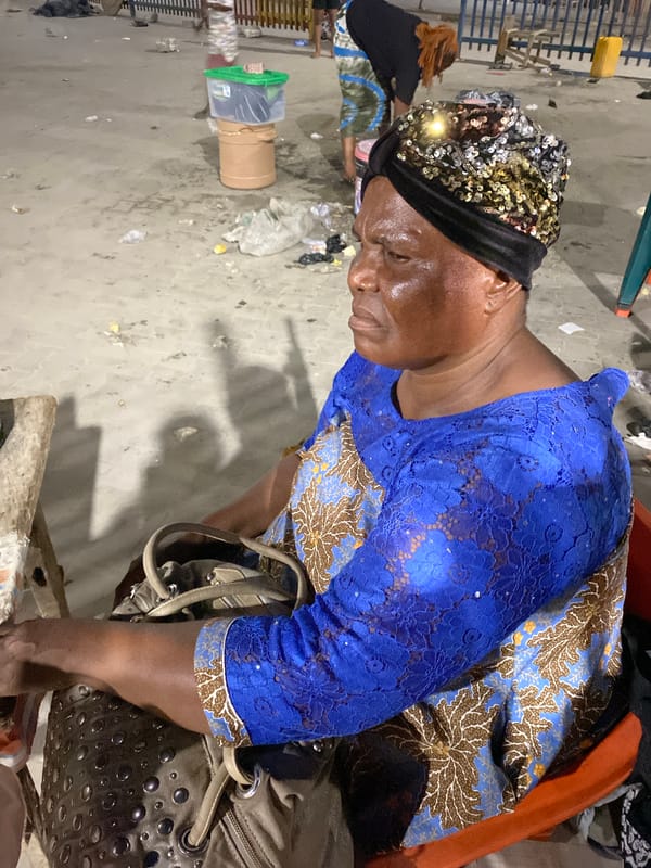 Evening street life and market activity in Lagos area