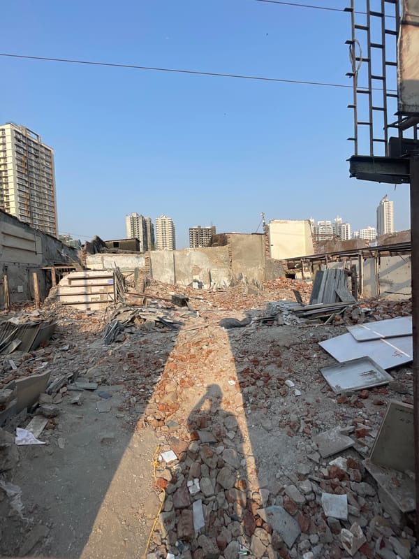 Building debris scattered across Mumbai urban area