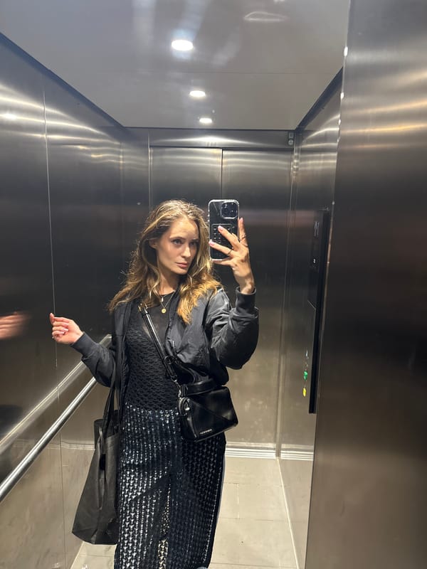 Woman takes elevator selfie in Kiel, Germany