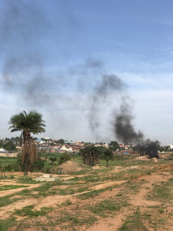 Tire fire produces heavy black smoke in Abuja