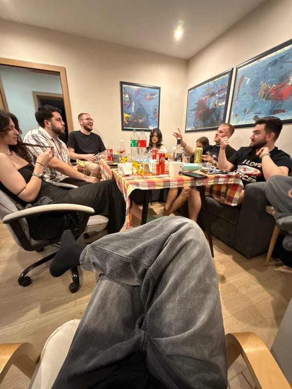 Indoor gathering in Blagoevgrad centers around an #InOrOut theme