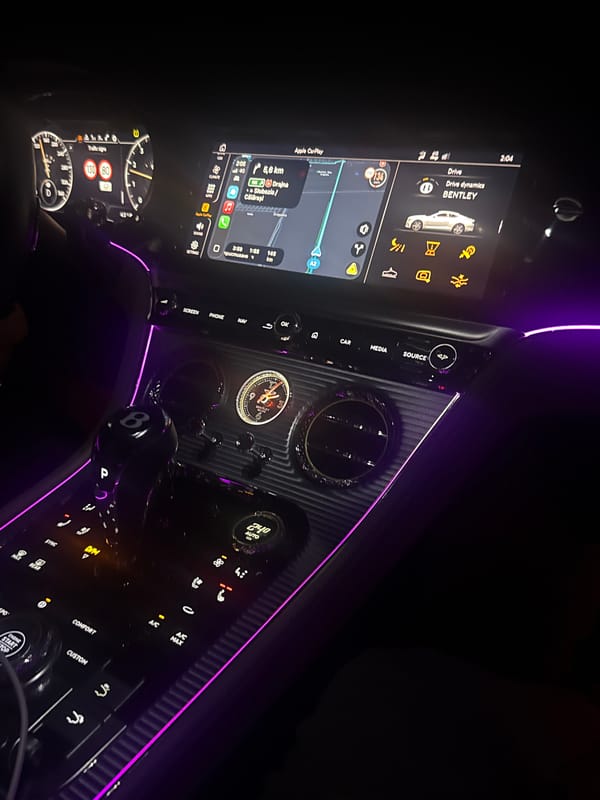 Bentley interior documented at night in Bogdana, Romania
