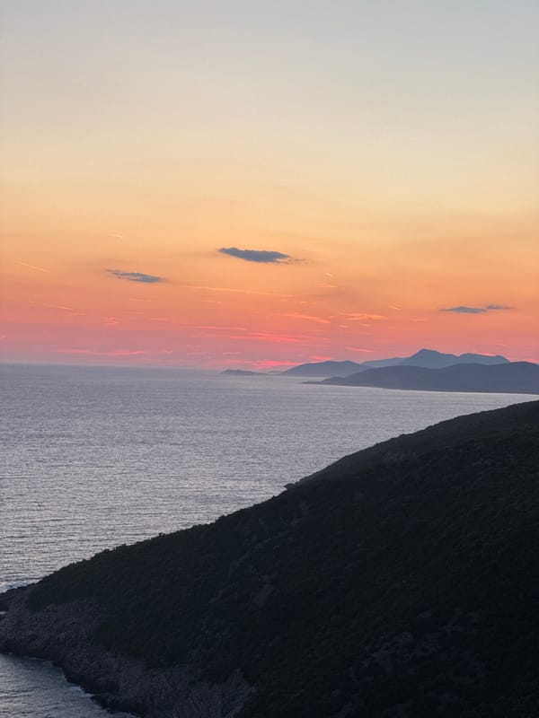 Sunset over the Montenegrin coast near Đuraševići