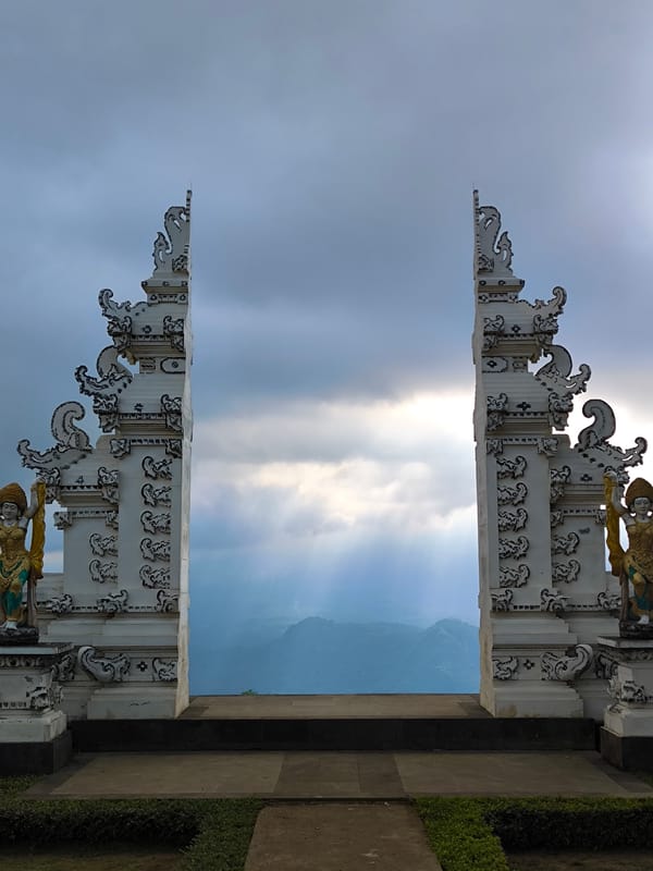 Morning diners gather at seaside restaurant in Abang, Indonesia