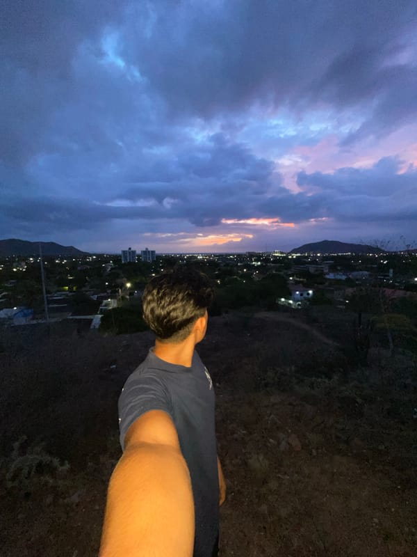 Hilltop view over Juan Griego at twilight