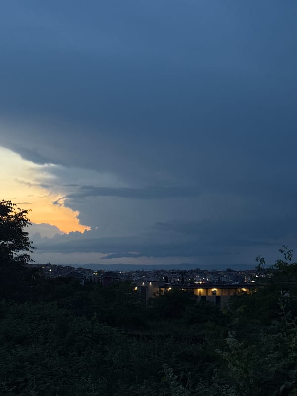 Golden clouds capture twilight moment over Sozopol, Bulgaria