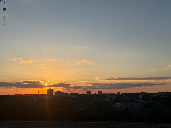 Warm sunset colors over Homyel, Belarus