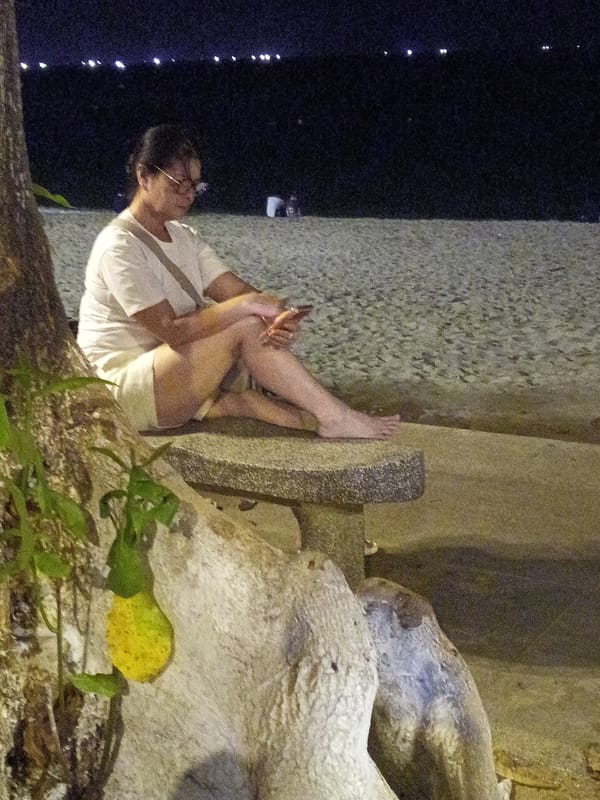Nha Trang beachfront at night: relaxing, exercising, hanging out