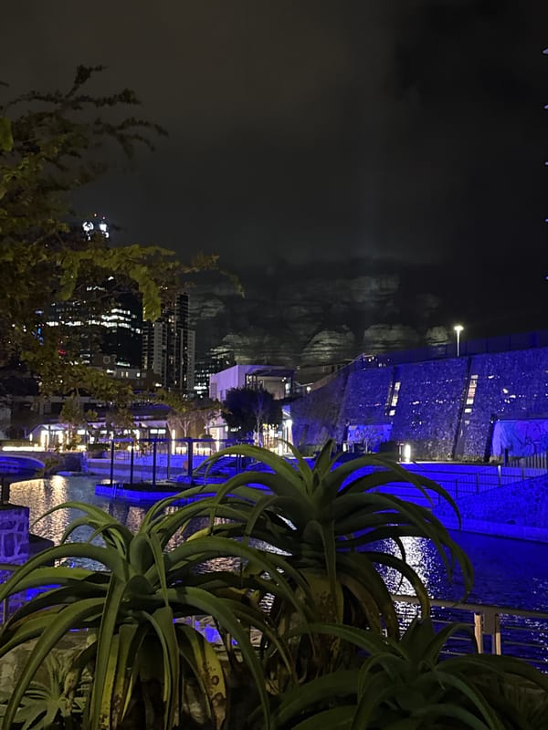 Cape Town waterfront and luxury car showroom documented in evening