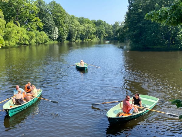 Lazy summer morning at a Saint Petersburg riverside park