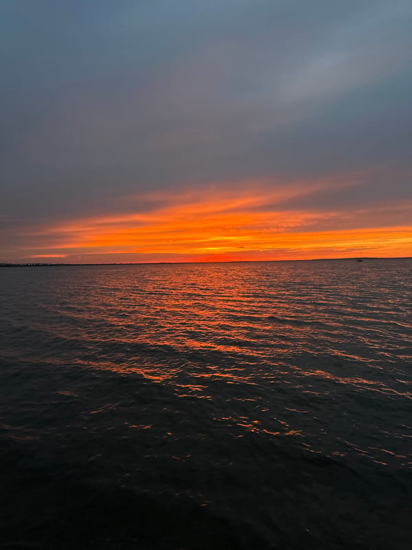 Fiery sunset over a Kazakh lake near Kokshetau