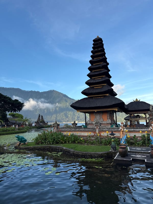 Hindu temple documented at Lake Beratan in Bali
